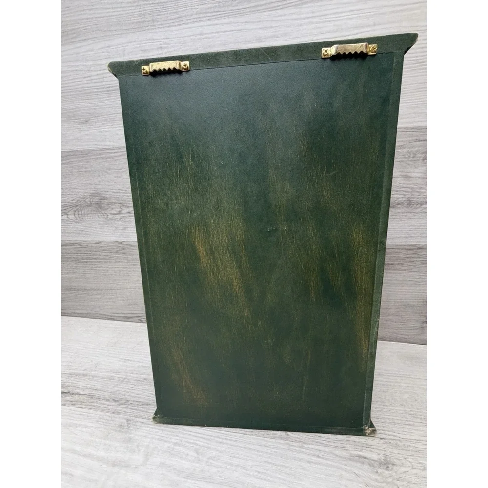 Cottagecore Distressed Green Apothecary Spice Cabinet 6 Drawer Heart Cutout